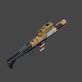 Golden And Black Futuristic Sci Fi Gun With Scope Red Accents And Metallic Finish
