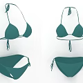 Teal Bikini Set With Tied Straps Minimalist Design Top And Bottom