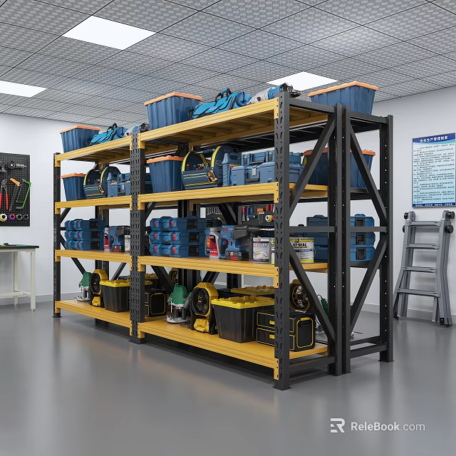 Heavy Duty Industrial Metal Shelving Rack For Warehouse Workshop Hardware Tool Storage Organization 3d model 