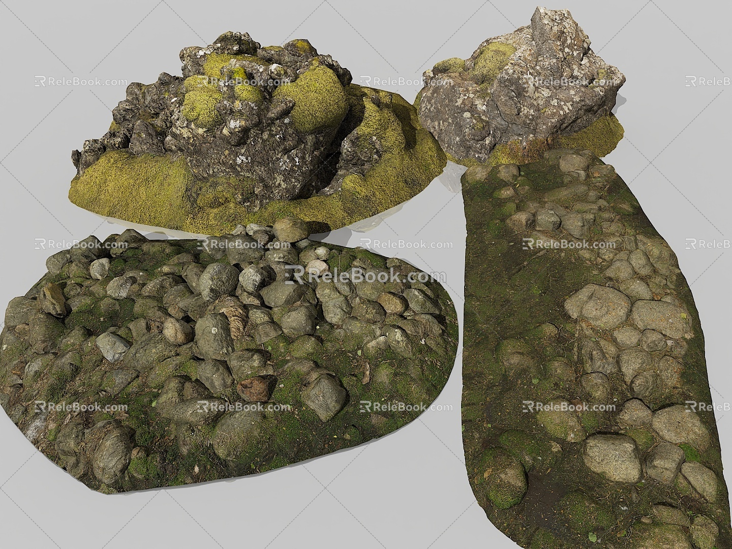 Stone Rock Swamp Water Edge Gravel Ground Stone Ground Moss Stone Road Stone Pile Sand Stone Special Shaped Stone 3d model