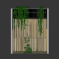 Architectural Bamboo Fence Structure With Green Vines Vertical Decorative Design