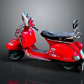 Red Retro Vintage Scooter Featuring Black Seat And Classic Design Elements