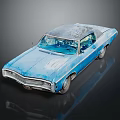 Old Blue Classic Car With Weathered Body And Rustic Roof On Dark Background