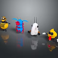 Colorful Cartoon Game Movie Characters With Various Shapes And Unique Designs