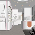 Bright Modern Beauty Hair Salon Interior With White Orange Decor Product Shelves And Reception Area