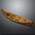 Traditional Wooden Watercraft With Classic Canoe Shape And Interior Wooden Seats