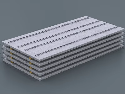 Stacked Precast Concrete Slabs With Regular Holes For Construction Components 3d model