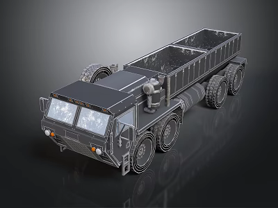 Heavy Duty Truck With Multiple Wheels Open Bed And Metallic Finish Design 3d model
