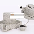 Garden Decorative Stone Grinder with Black Seeds Small Scoop Plate and Base