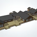 Traditional Urban Architectural Complex With Wooden Structures Black Tiled Roofs And Open Terraces