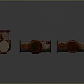 Rusty Metal Pipes with Fittings Elbows Tees and Valves on Gray Background