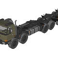 Military Green Heavy Duty Functional Truck With Multiple Wheels And Long Chassis