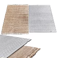 Brown And Gray Square Rugs With Tassels And Geometric Patterns For Modern Home Decor