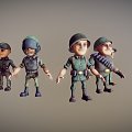 Cartoon Military Characters 3d model