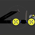 Blue And Black Go Kart With Yellow Wheels Steering Wheel And Brown Seat
