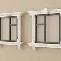 Elegant Classic Casement Windows With White Frames Detailed Carvings Columns And Sills