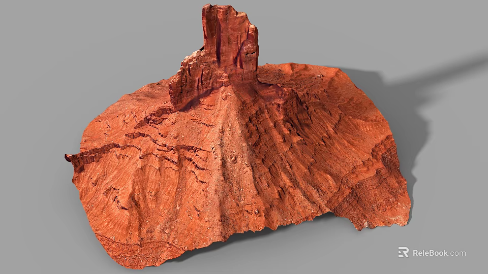 Red Microtopography Model With Layered Structure And Undulating Landform Detailed Texture 3d model