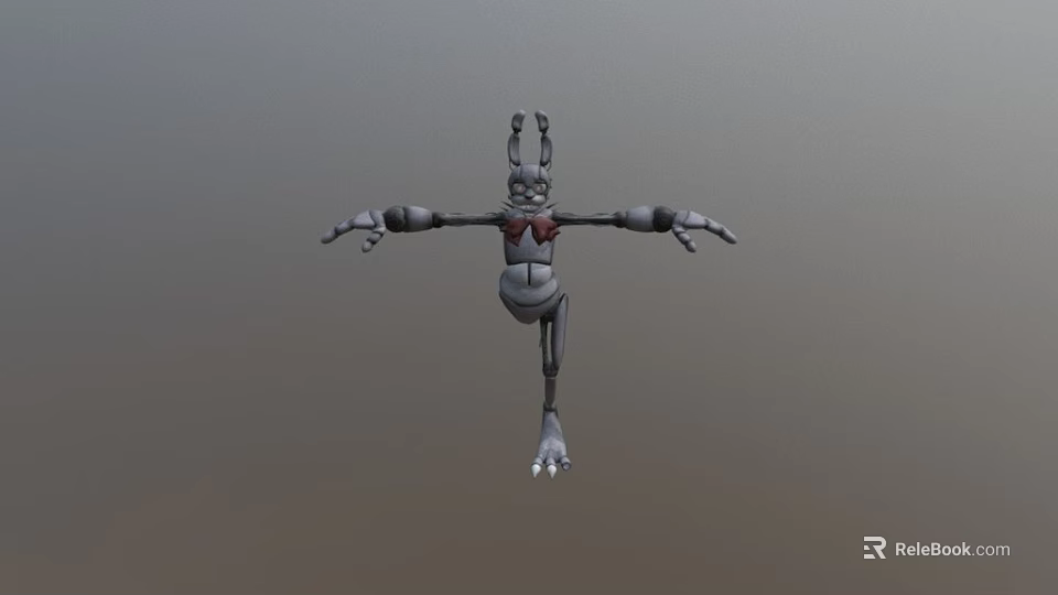 Unique Game and Movie Character 3D Model with Slender Limbs Antenna Head and Red Details 3d model 