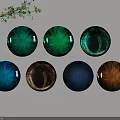Colorful Circular Wall Decor With Green Blue Brown Glossy Gem Like Texture 3d model