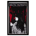 Arctic Monkeys Poster Featuring Female Silhouette In Leopard Print Jacket Red Background