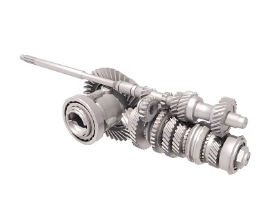 High Precision Mechanical Gear Assembly With Shaft Bearings And Interlocking Cogwheels 3d model