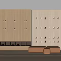 Modern Public Space Locker Storage Cabinet Password Cabinet Shoe Changing Cabinet Shoe Changing Stool 3d model
