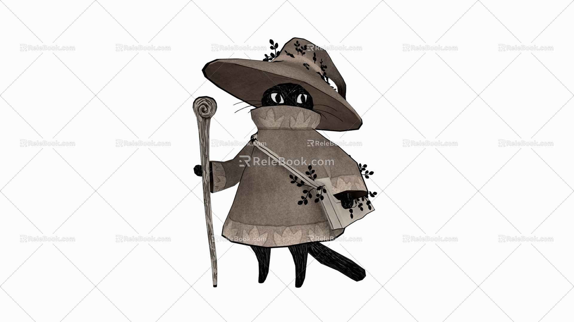 Modern game character wizard cat 3d model