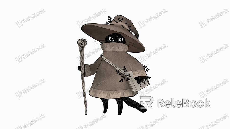 Modern game character wizard cat model