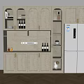 Elegant Modern Wine Cabinet With Glass Display Shelves LED Lighting And Wine Storage
