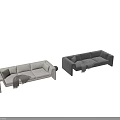 Modern Three Seater Velvet Sofa in Gray and Beige with Throw Blanket and Pillows