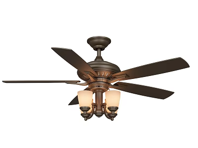 Air Conditioning Fan Ceiling Mounted With Decorative Blades And Light Fixture 3d model