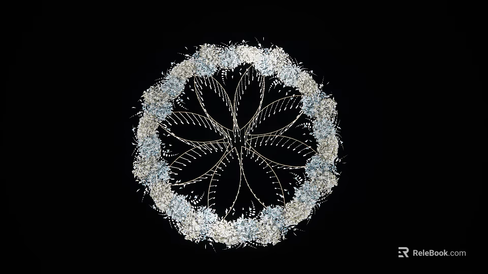 Circular Decorative Ceiling With Intricate Metal Petal Patterns And Elegant Design 3d model