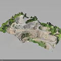3D Terrain Model With Winding Paths And Lush Green Vegetation Coverage 3d model