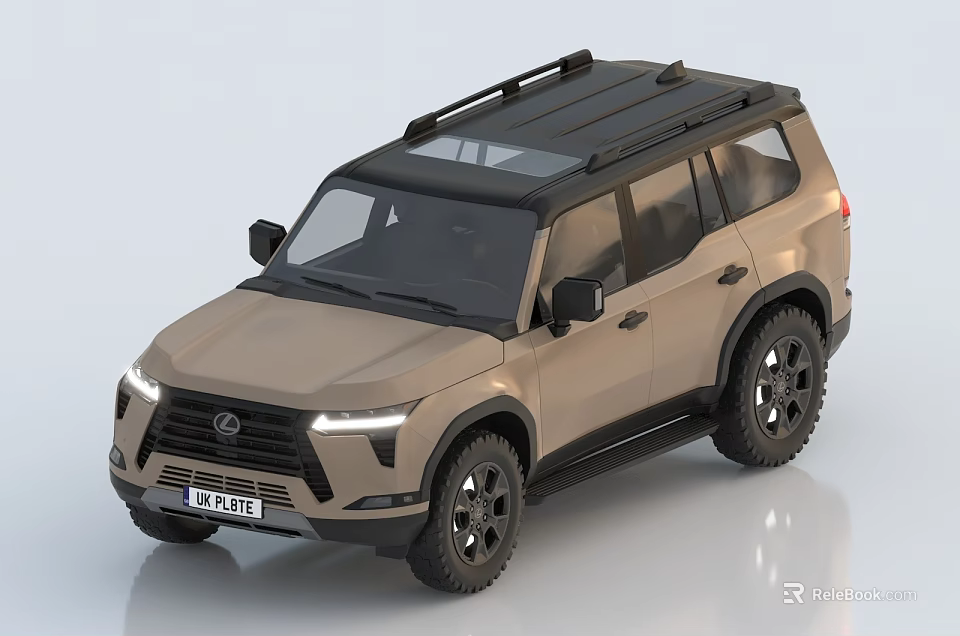 Beige Toyota SUV With Black Roof Rack Rugged Exterior And Black Wheels 3d model 
