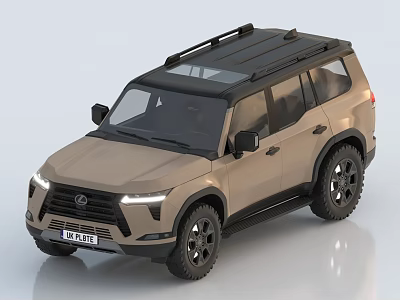 Beige Toyota SUV With Black Roof Rack Rugged Exterior And Black Wheels 3d model