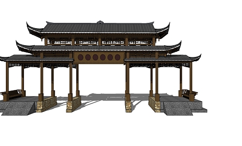 Chinese-style archway 3d model