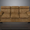 Modern Brown Three Seater Sofa With Upholstered Backrest And Comfortable Armrests