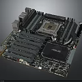 High Performance ASUS Motherboard Featuring CPU Socket RAM Slots And PCIe Ports 3d model