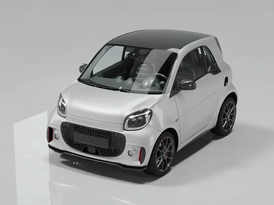 White Compact City Car With Black Roof And Modern Sleek Exterior Design For Urban Driving 3d model