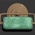 Furniture Table Lamp with Light Green Lampshade Brass Stand Circular Base and Chain Detail