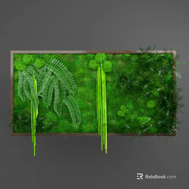 Lush Indoor Living Plant Wall with Ferns Moss and Hanging Greenery 3d model 