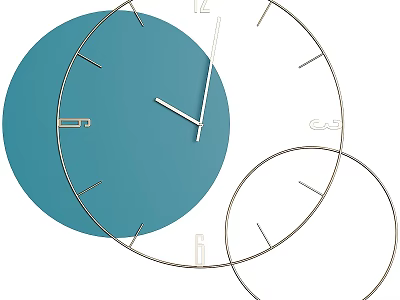 Modern Double Circular Wall Clock With Blue Dial Metal Frame And Minimalist Design 3d model
