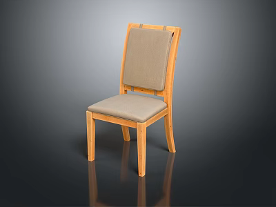 Modern Dining Chair With Wooden Frame Light Gray Padded Backrest And Seat 3d model