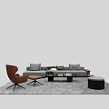 Modern Gray Sofa And Coffee Table Set With Accent Chair Ottoman And Area Rug