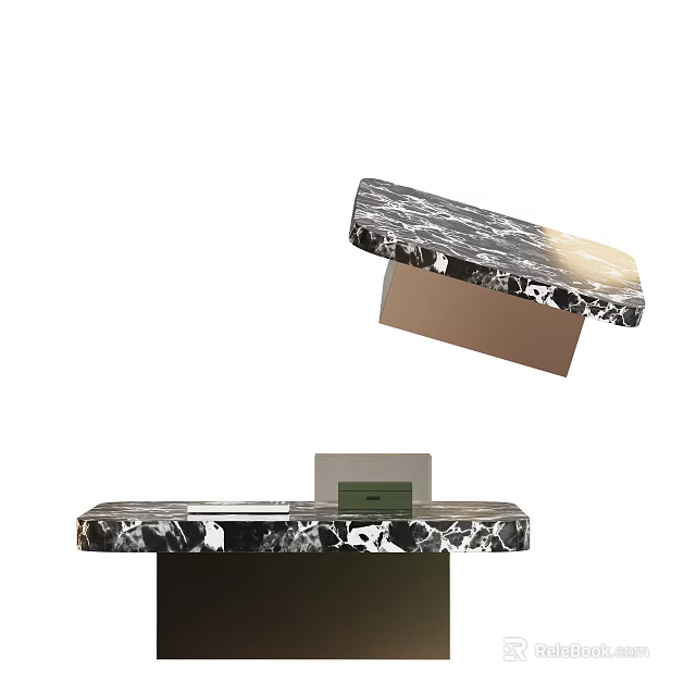 Modern Coffee Table With Marble Top And Sleek Metal Base Design Elements 3d model 