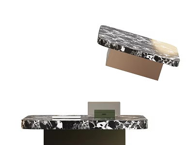 Modern Coffee Table With Marble Top And Sleek Metal Base Design Elements 3d model
