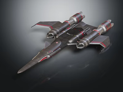 Futuristic Cosmic Spaceship For Interstellar Travel With Twin Engines And Sleek Metallic Design 3d model
