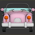 Pink Convertible Toy Car With Blue Interior Red Seats Yellow Headlights White Wheels Cartoon Style