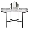 Modern Oval Dressing Table With White Marble Top And Metal Frame Design 3d model