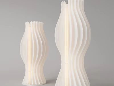 Modern Pleated White Table Lamps With Wavy Texture And Soft Lighting 3d model